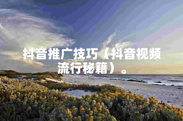 抖音推广技巧（抖音视频流行秘籍）。