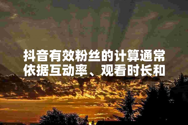 抖音有效粉丝的计算通常依据互动率、观看时长和粉丝质量等多重因素综合评定，而投入30元推广一般能吸引的粉丝数量则因具体广告效果和目标受众的不同而有所差异。