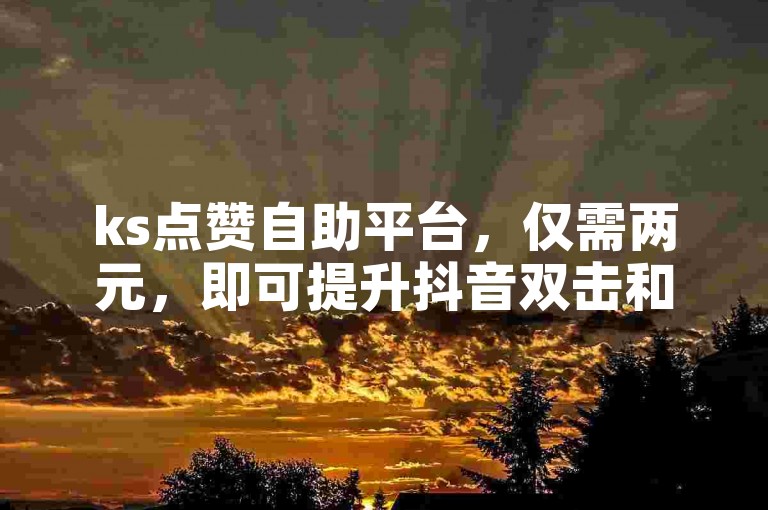 ks点赞自助平台，仅需两元，即可提升抖音双击和播放量。