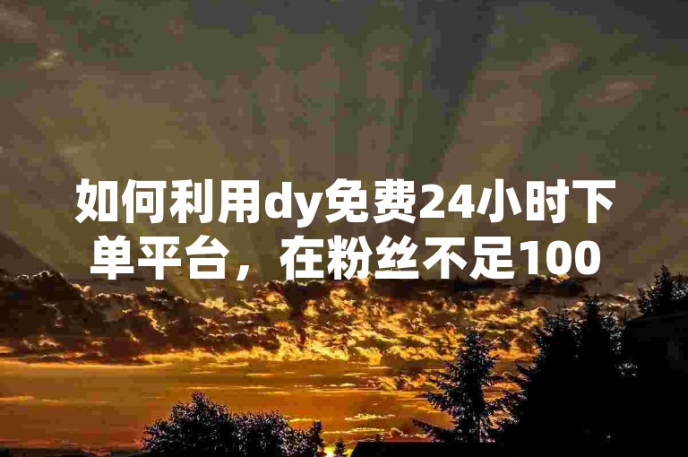 如何利用dy免费24小时下单平台，在粉丝不足1000的情况下成功开启橱窗功能？
