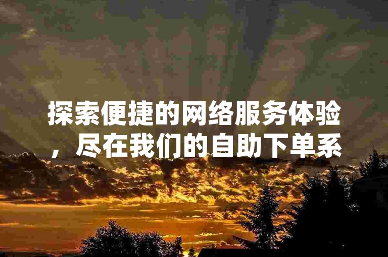 探索便捷的网络服务体验，尽在我们的自助下单系统——专为dy业务打造的低价高效解决方案。