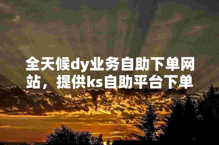 全天候dy业务自助下单网站，提供ks自助平台下单服务。