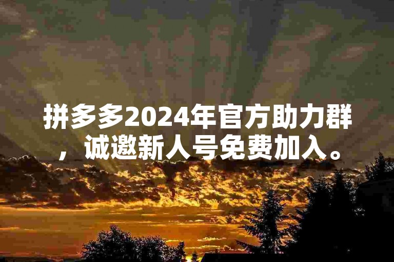 拼多多2024年官方助力群，诚邀新人号免费加入。