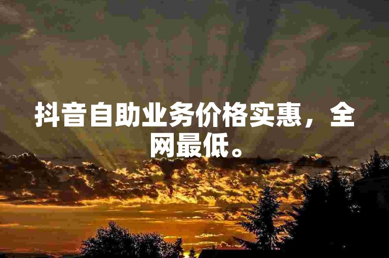 抖音自助业务价格实惠，全网最低。