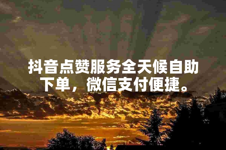 抖音点赞服务全天候自助下单，微信支付便捷。