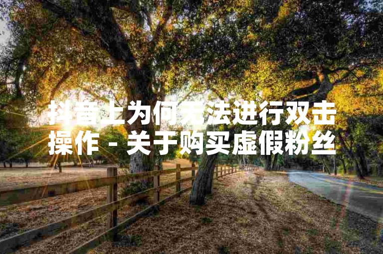 抖音上为何无法进行双击操作 - 关于购买虚假粉丝的现象