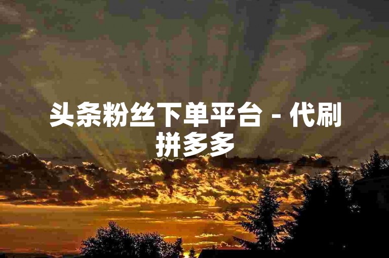 头条粉丝下单平台 - 代刷拼多多