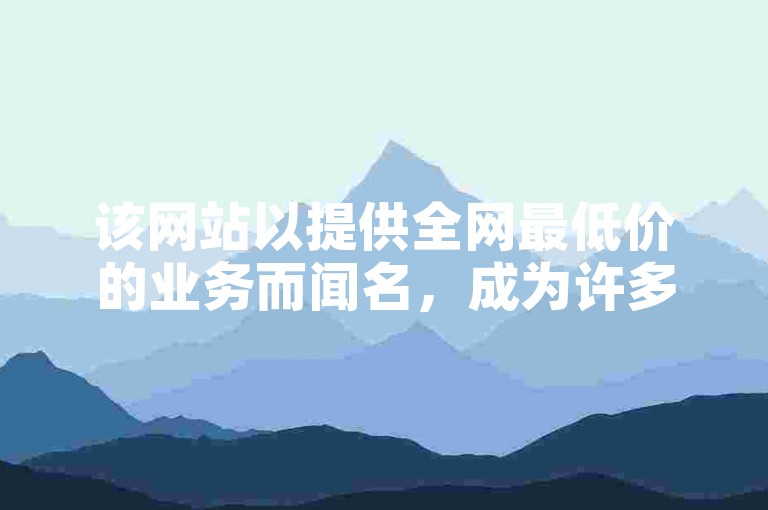 该网站以提供全网最低价的业务而闻名，成为许多用户自助下单的首选平台。