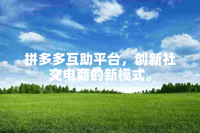 拼多多互助平台，创新社交电商的新模式。