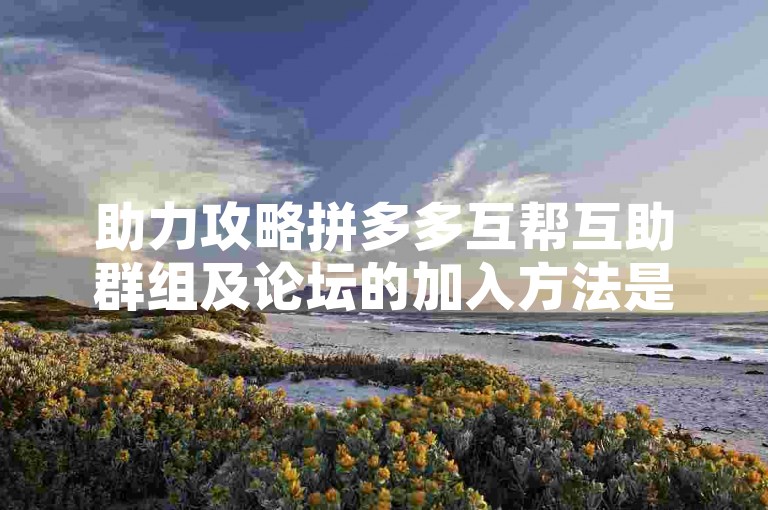 助力攻略拼多多互帮互助群组及论坛的加入方法是什么？