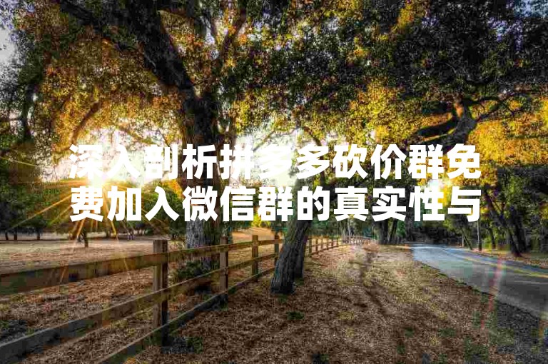 深入剖析拼多多砍价群免费加入微信群的真实性与风险。