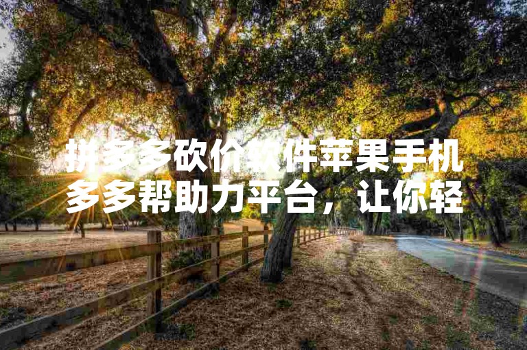 拼多多砍价软件苹果手机多多帮助力平台，让你轻松享受超值购物体验。