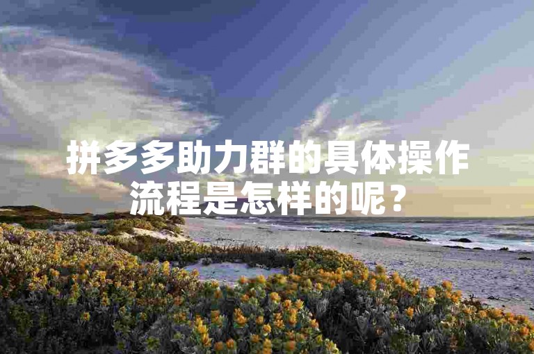拼多多助力群的具体操作流程是怎样的呢？