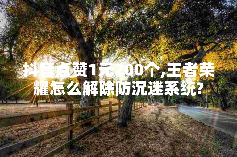 抖音点赞1元200个,王者荣耀怎么解除防沉迷系统?