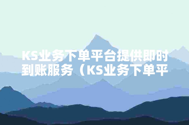KS业务下单平台提供即时到账服务（KS业务下单平台 - 快速结算解决方案）。