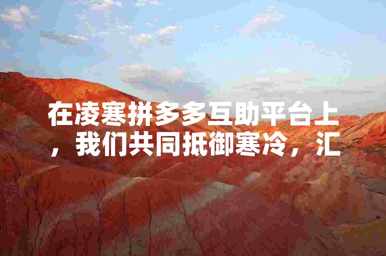 在凌寒拼多多互助平台上，我们共同抵御寒冷，汇聚成一股温暖的力量。