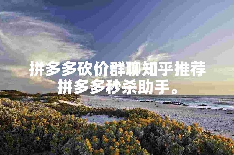 拼多多砍价群聊知乎推荐拼多多秒杀助手。