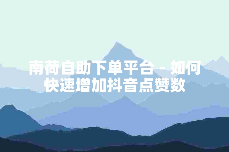 南荷自助下单平台 - 如何快速增加抖音点赞数