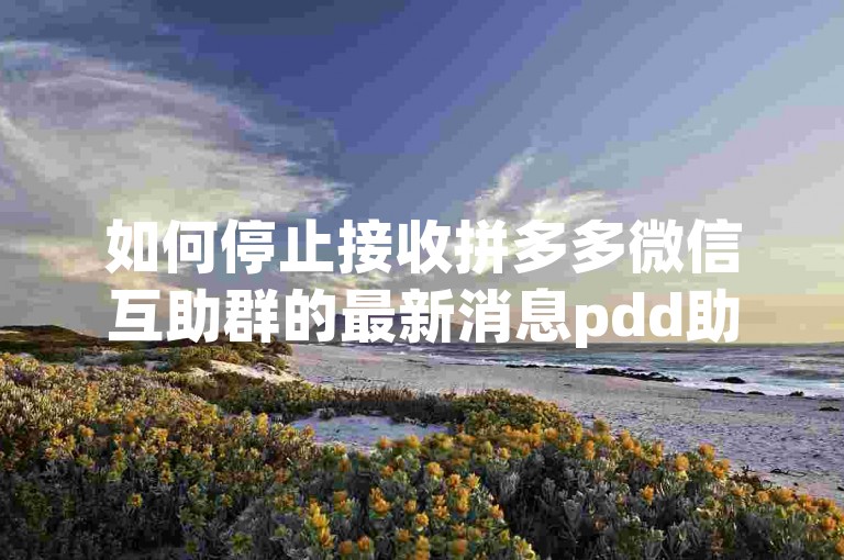 如何停止接收拼多多微信互助群的最新消息pdd助力软件？