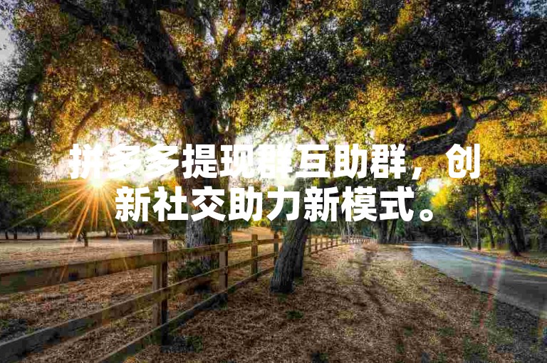 拼多多提现群互助群，创新社交助力新模式。
