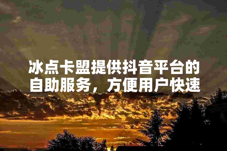 冰点卡盟提供抖音平台的自助服务，方便用户快速解决各种问题。