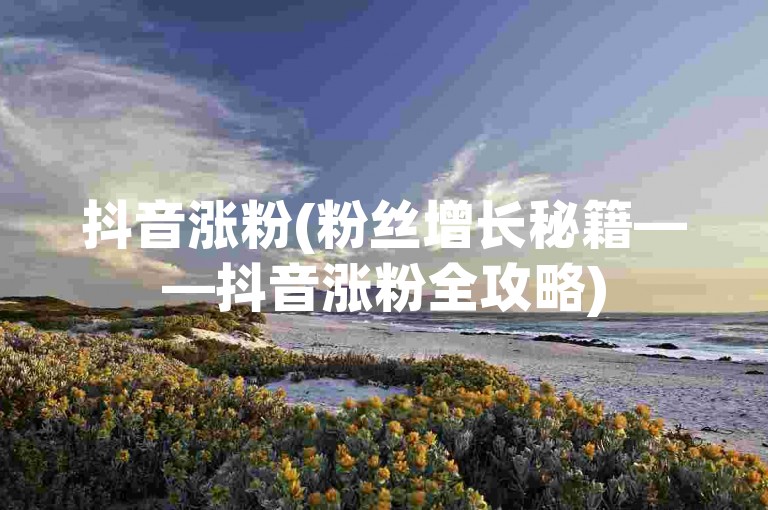 抖音涨粉(粉丝增长秘籍——抖音涨粉全攻略)