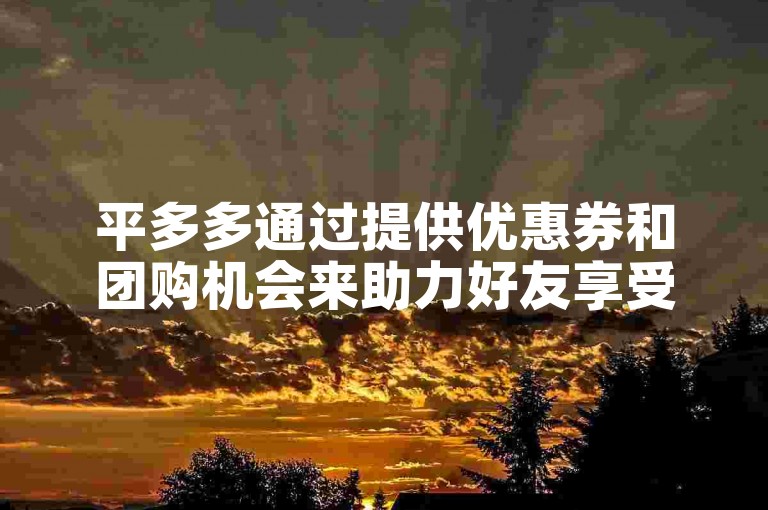 平多多通过提供优惠券和团购机会来助力好友享受更优惠的购物体验。