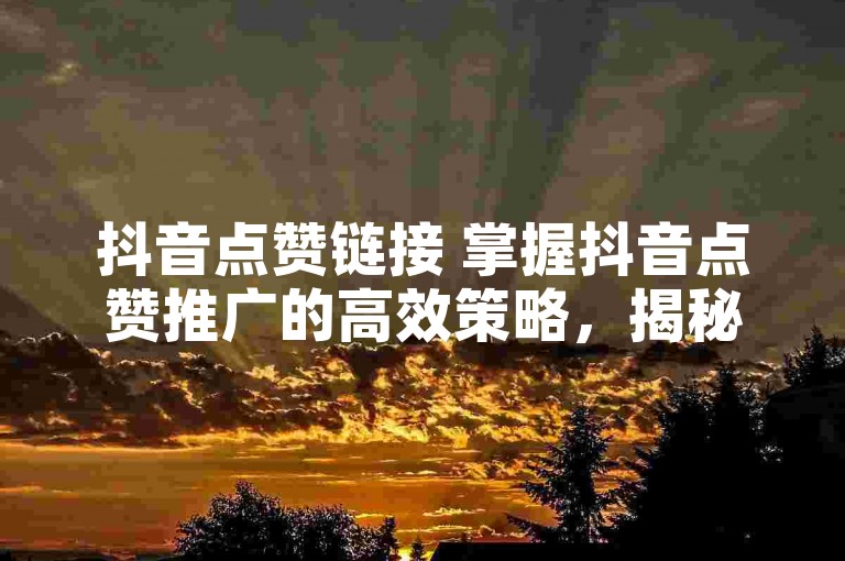 抖音点赞链接 掌握抖音点赞推广的高效策略，揭秘提升视频热度的实用技巧！新手必读！