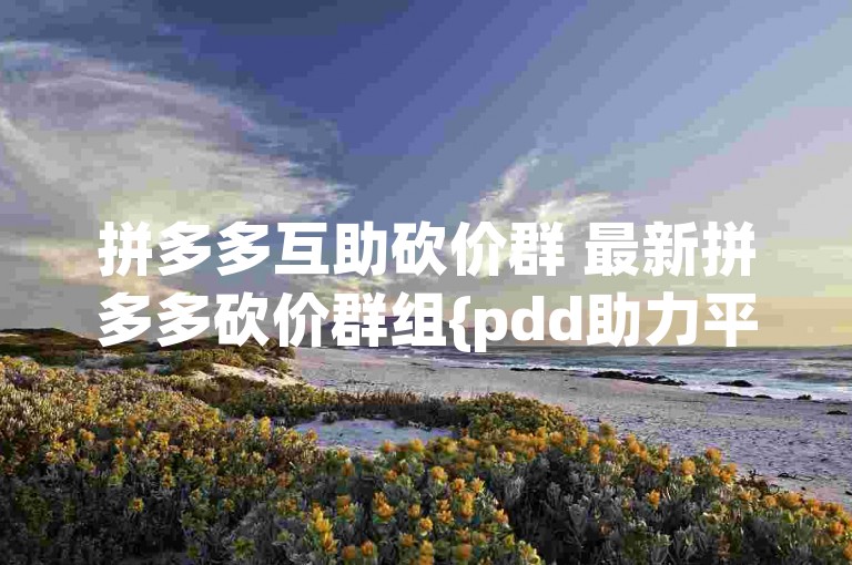 拼多多互助砍价群 最新拼多多砍价群组{pdd助力平台}