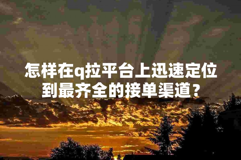 怎样在q拉平台上迅速定位到最齐全的接单渠道？
