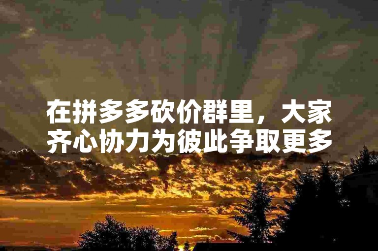 在拼多多砍价群里，大家齐心协力为彼此争取更多优惠。