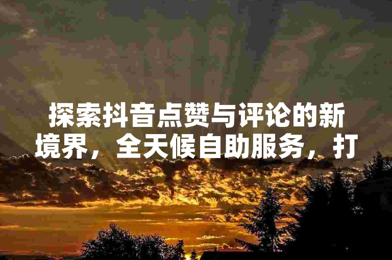 探索抖音点赞与评论的新境界，全天候自助服务，打造全网最具性价比的抖音业务平台，24小时不间断提供专业支持！