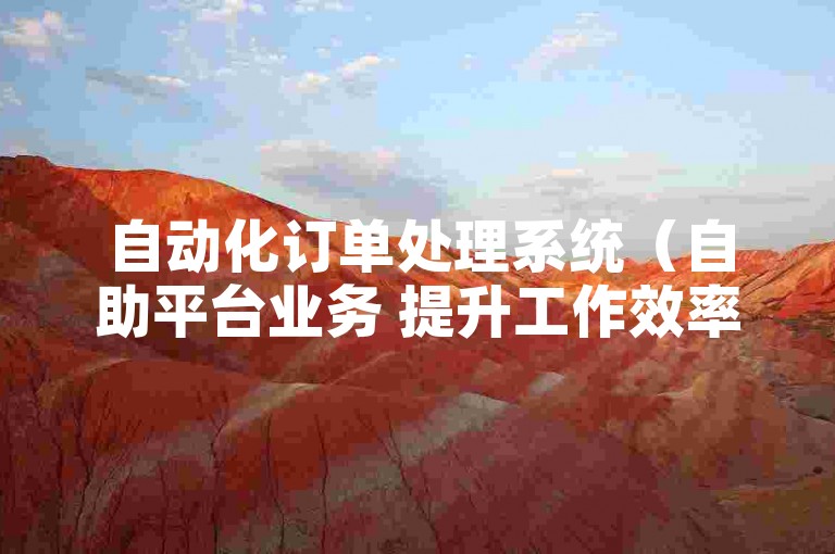 自动化订单处理系统（自助平台业务 提升工作效率的智能下单助手）
