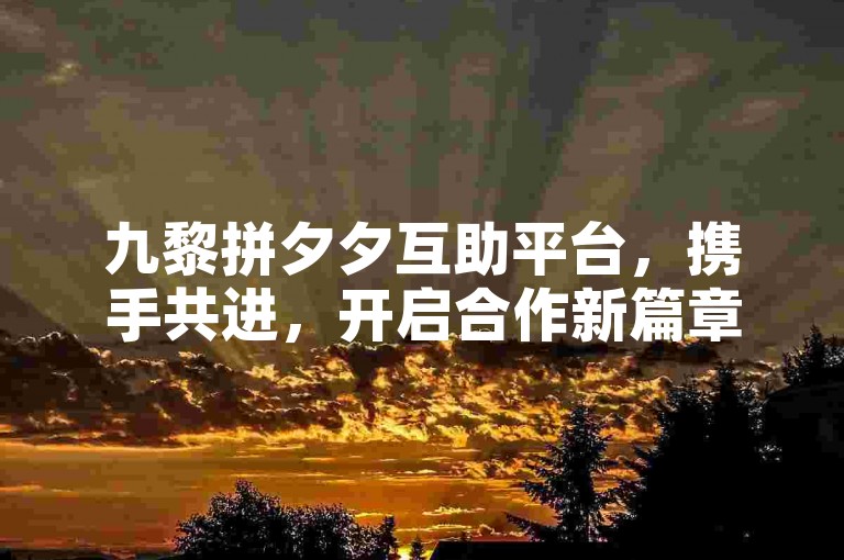 九黎拼夕夕互助平台，携手共进，开启合作新篇章。