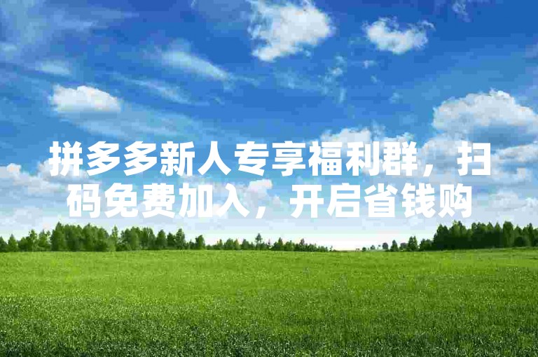 拼多多新人专享福利群，扫码免费加入，开启省钱购物之旅！