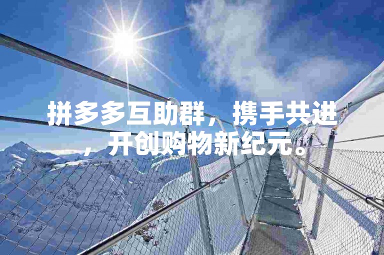 拼多多互助群，携手共进，开创购物新纪元。