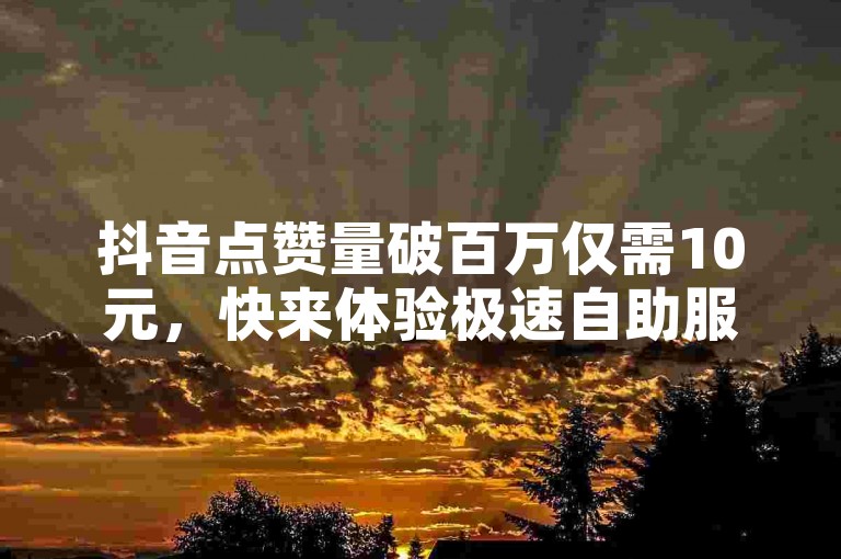 抖音点赞量破百万仅需10元，快来体验极速自助服务！