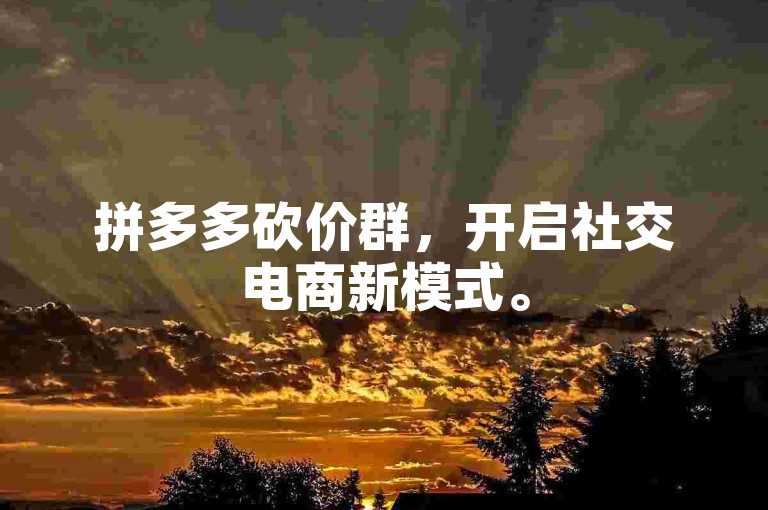 拼多多砍价群，开启社交电商新模式。