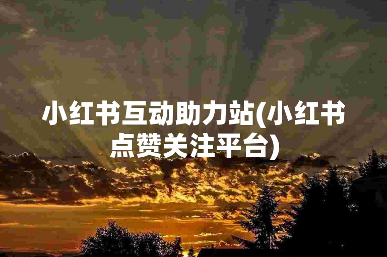 小红书互动助力站(小红书点赞关注平台)