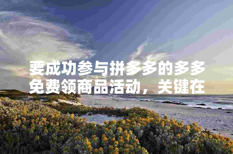 要成功参与拼多多的多多免费领商品活动，关键在于积极邀请好友助力，并确保在规定时间内完成助力任务。