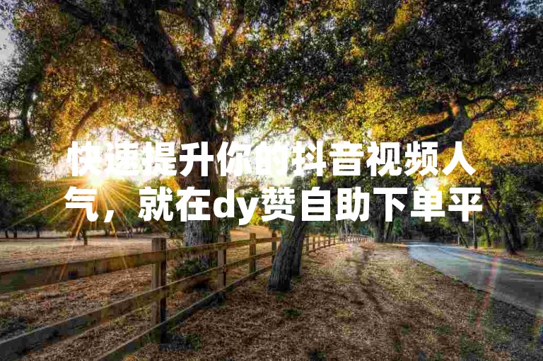 快速提升你的抖音视频人气，就在dy赞自助下单平台，秒速送达，让你的内容瞬间走红！