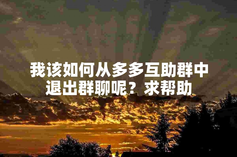 我该如何从多多互助群中退出群聊呢？求帮助
