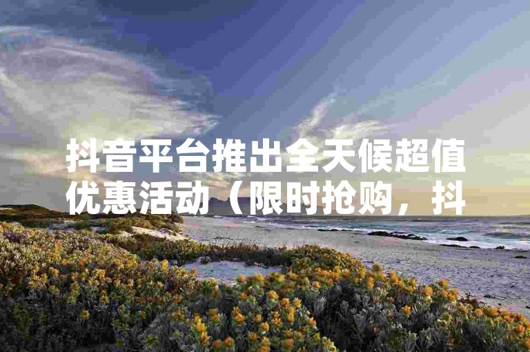 抖音平台推出全天候超值优惠活动（限时抢购，抖音业务享受24小时不间断的低价促销）。