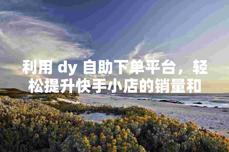 利用 dy 自助下单平台，轻松提升快手小店的销量和人气。