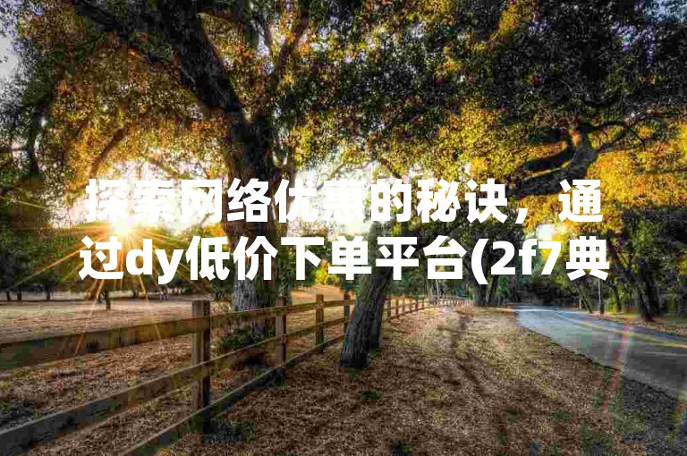 探索网络优惠的秘诀，通过dy低价下单平台(2f7典net)，轻松享受购物的乐趣。