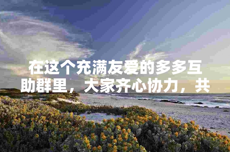 在这个充满友爱的多多互助群里，大家齐心协力，共同解决生活中遇到的各种难题。