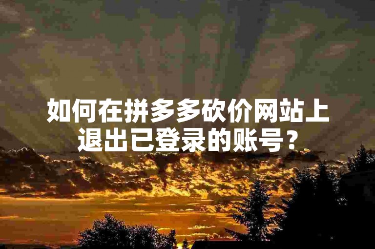 如何在拼多多砍价网站上退出已登录的账号？