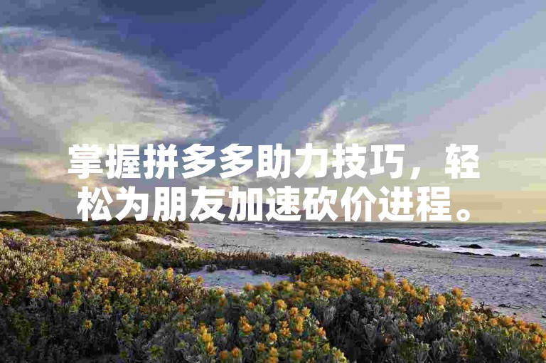 掌握拼多多助力技巧，轻松为朋友加速砍价进程。