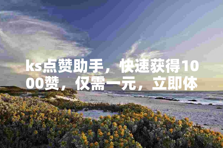 ks点赞助手，快速获得1000赞，仅需一元，立即体验自助下单的便捷服务。