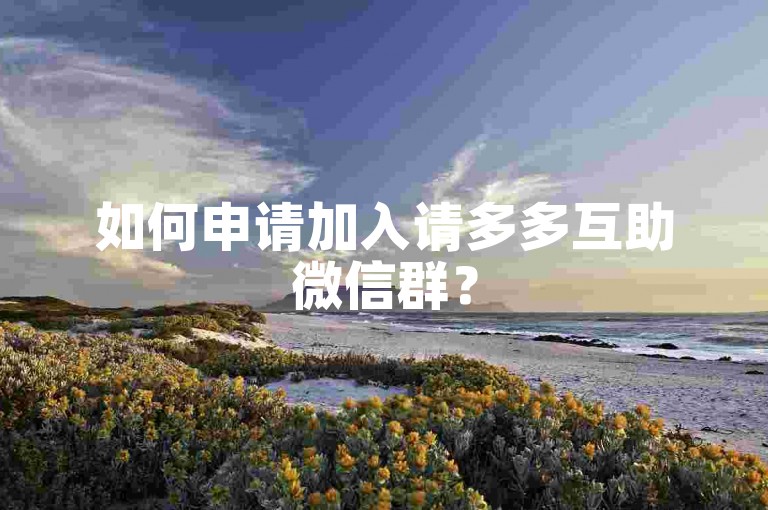 如何申请加入请多多互助微信群？